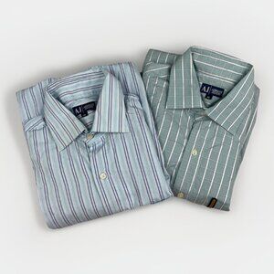 Lot of x2 Vintage Giorgio Armani Jeans Shirt Mens M Blue Plaid / Lined Read*